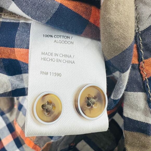 WEATHERPROOF LARGE Brown Blue Plaid Vintage Button Up Shirt Long Sleeve - Picture 7 of 7